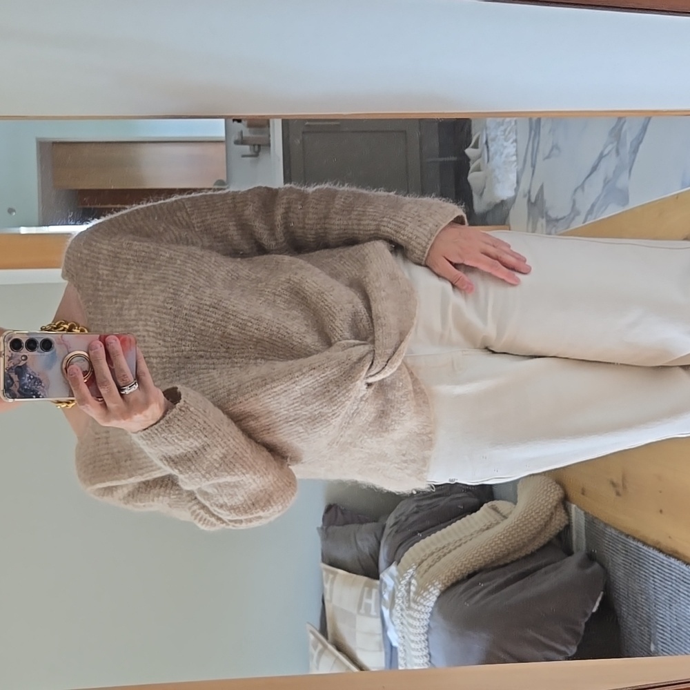 Sezane Zebulon Neutral Kid Mohair Blend Sweater, French Chic, Size Small - Picture 11 of 12